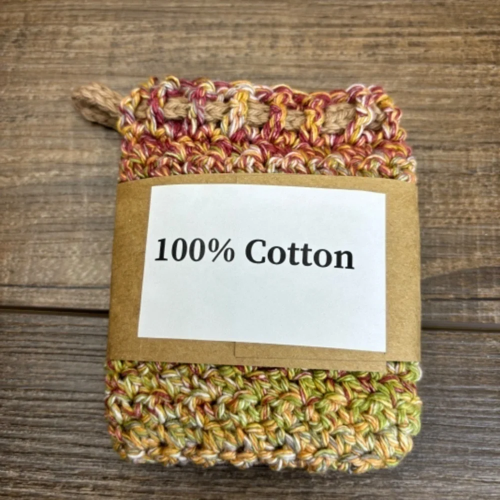 Handmade Crochet Soap Saver Bag Cotton Handcrafted‎ Exfoliating Drawstring Pouch